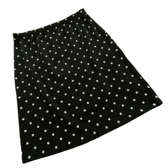 Talbots Black White Skirt Pull On Elastic Waist PolkaDot A-Line Size Small - Picture 1 of 6